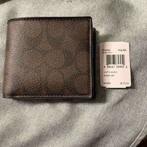 Coach Brown Signature Bi-Fold Card & Key Holder